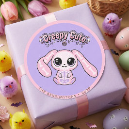 Adesivo Coelho Rosa Sinistro Fofo Pastel Lavanda Goth