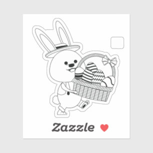 Adesivo Coelho Super Bonito Com Presente Para Páscoa Dia