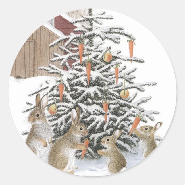 Adesivo coelhos de Natal  (Frente)