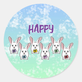 Adesivo Coelhos de Páscoa em Forma de Ovo