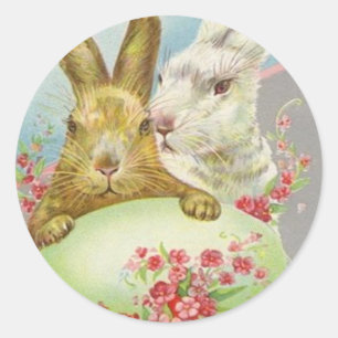 Adesivo Coelhos de Páscoa Vintage Com Cartão de Páscoa de