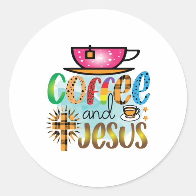 Adesivo Coffee Art Cofee And Jesus (Frente)