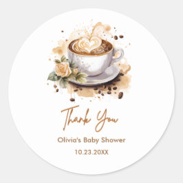 Adesivo Coffee Baby is Brewing Baby Shower Thank You
