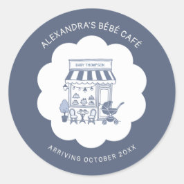 Adesivo Coffee Brunch Theme Bebe Cafe Blue 2 Baby Shower