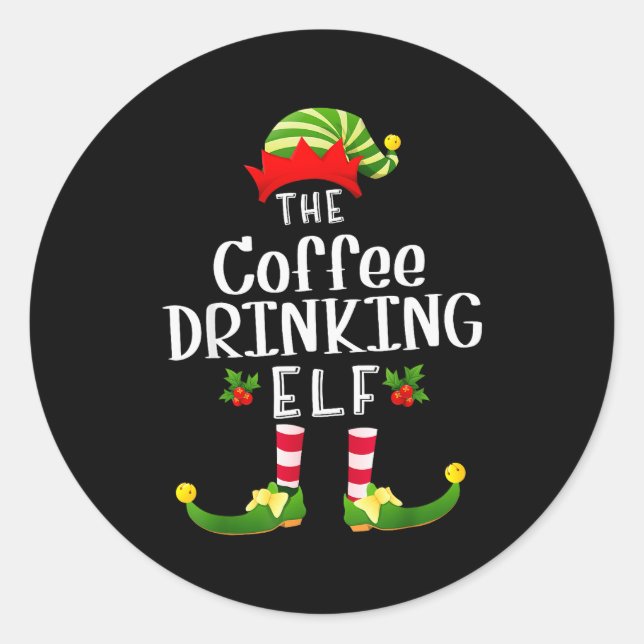 Adesivo Coffee Drinking Christmas Elf Matching Pajama X-ma (Frente)