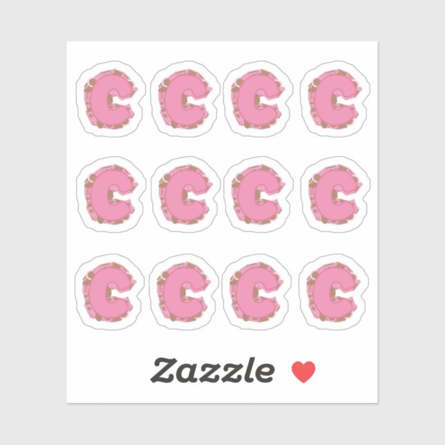 Adesivo Coffee Letter C: Monogram Initial Sheet (Folha)