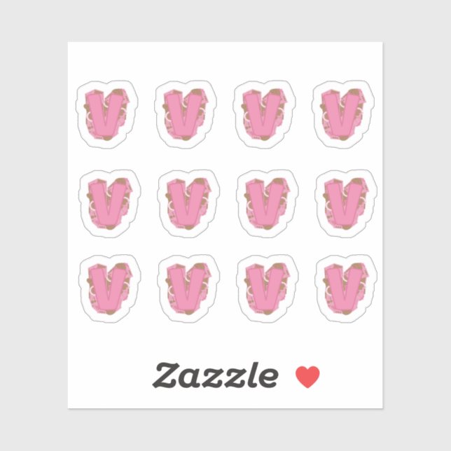 Adesivo Coffee Letter V: Monogram Initial Sheet (Folha)