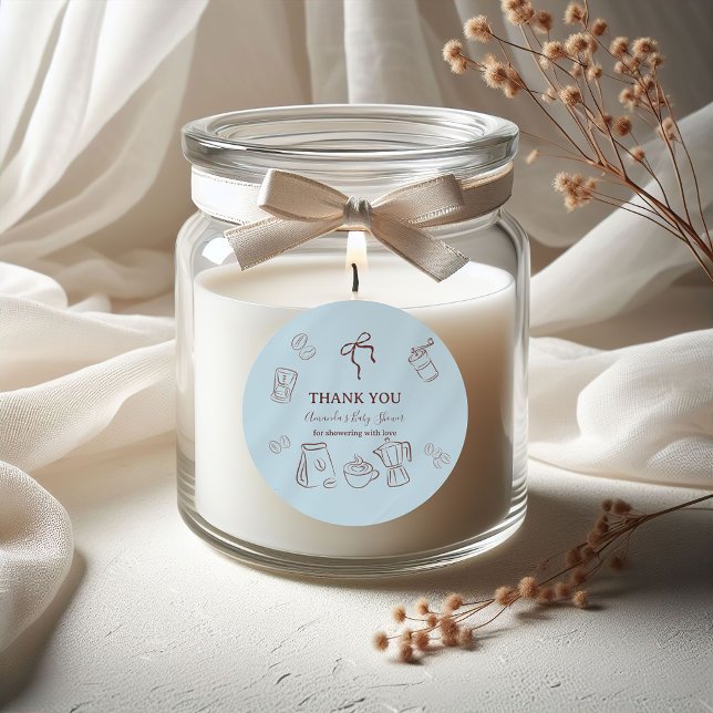 Adesivo Coffee Theme Blue Bow Cafe Bebe Boy Baby Shower (Criador carregado)