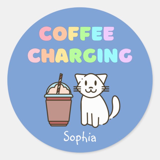 Adesivo Coffee White Coffee Coffee Coffee Caffeine Rainbow (Frente)