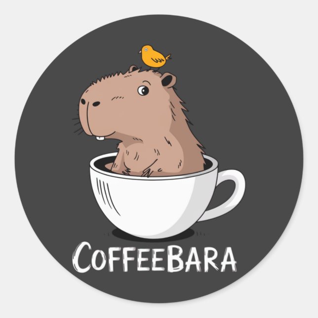Adesivo Coffeebara Capivara Fofa Xícara de Café Piada Engr (Frente)