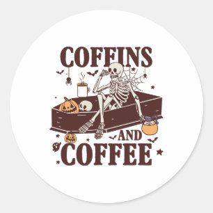 Adesivo Coffins E Café Funny Skeleton Halloween
