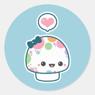 Adesivo Cogumelo Dotado De Pastel Polka