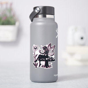 Adesivo Cogumelo e Flor de Fada Fofos Preto e Rosa