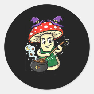 Adesivo Cogumelo fofo de Halloween chapéu de bruxa caldeir