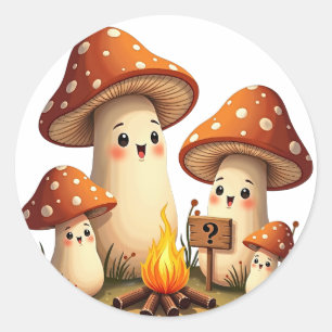 Adesivo Cogumelo Positivo Acampamento Fogueira Arte Retro