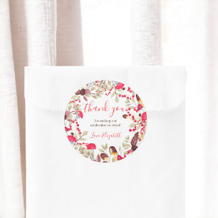 Adesivo Cogumelo roxo floresta obrigado você chá de fralda