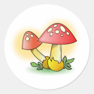 Adesivo Cogumelo vermelho dos desenhos animados com pontos