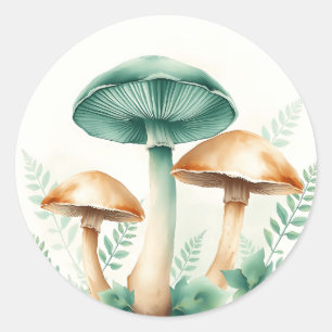 Adesivo Cogumelos Aquarelas com Ferns