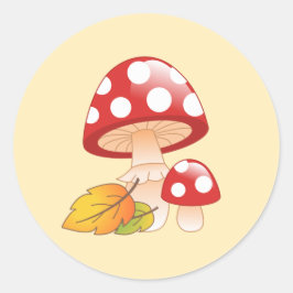 Adesivo Cogumelos e Folhas de Boné Vermelho