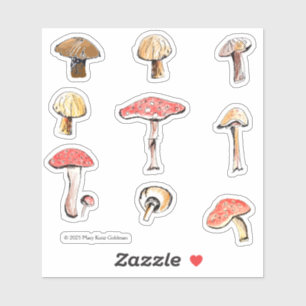 Adesivo Cogumelos Ilustrados à Mão Floresta Caprichosa