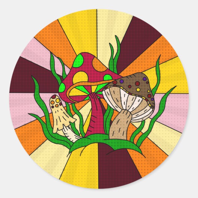 Adesivo Cogumelos Magos Retroativos Arte Retrópica (Frente)