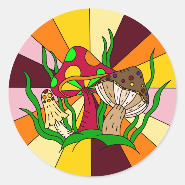 Adesivo Cogumelos Magos Retroativos Arte Retrópica (Frente)