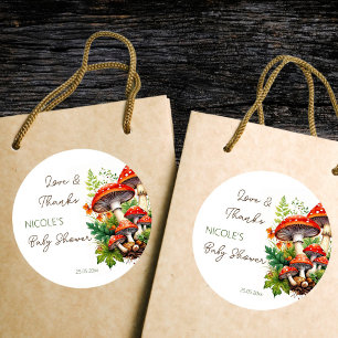 Adesivo Cogumelos selvagens chá de fraldas obrigado a favo