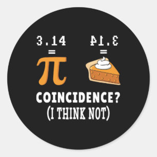 Adesivo Coincidência Não Pi Pie Math Memth Nerd Math Geek