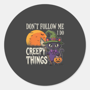 Adesivo Coisas Assustadoras Gato de Halloween Bruxa Design