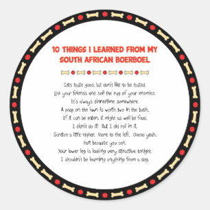 Adesivo Coisas Engraçadas Que Aprendi Com O Boerboel Sul-