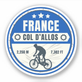 Adesivo Col d'Allos, tour de bicicleta pelos Alpes frances
