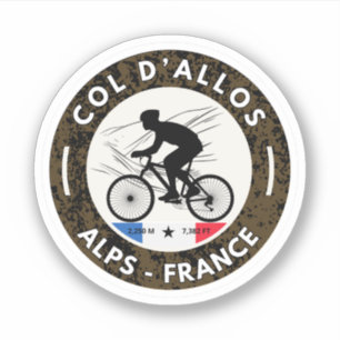 Adesivo Col d'Allos, tour de bicicleta pelos Alpes frances