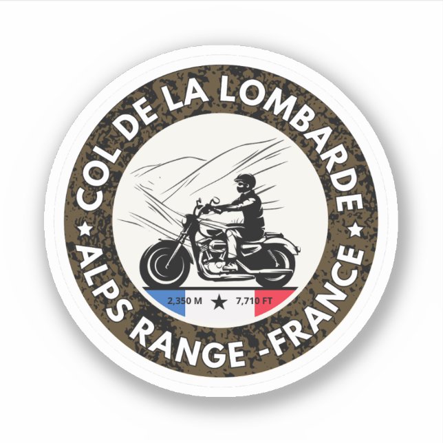 Adesivo Col de la Lombarde Alpes franceses passeio de moto (Frente)