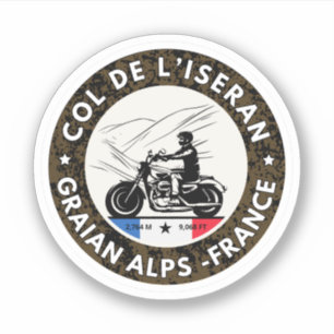 Adesivo Col de l'Iseran francês Alpes passeio de moto