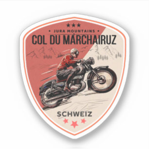Adesivo Col du Marchairuz passeio de moto pelos alpes suíç