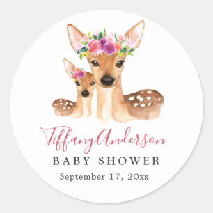 Adesivo Cola Doce de Veado Mãe e Bebê Floral Bebê Shower A