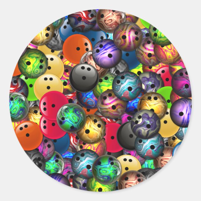 Adesivo Colagem Colorida de Bolas de boliche Coloridas (Frente)