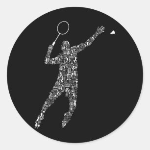 Adesivo Colagem de Forma Silhueta Jogador de Badminton Cam