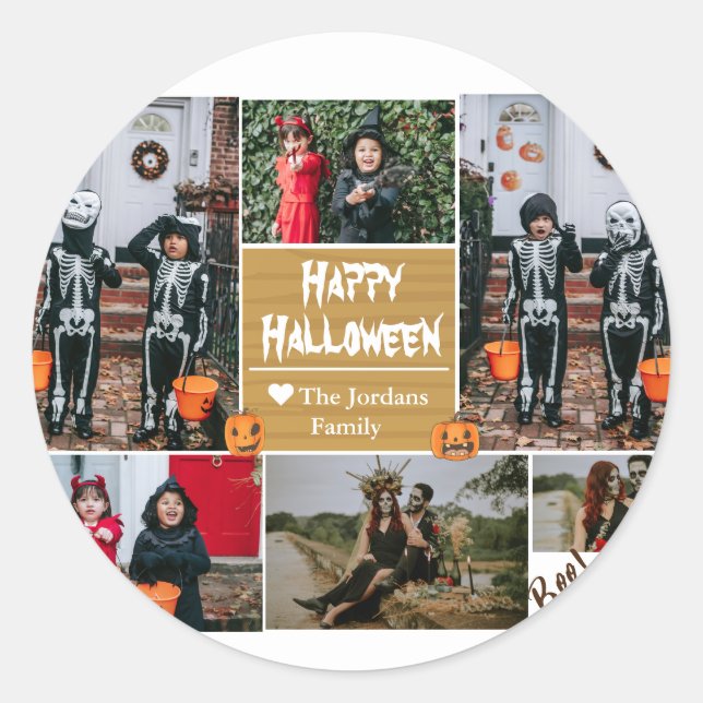 Adesivo Colagem de fotos da família de Halloween Moderna e (Frente)