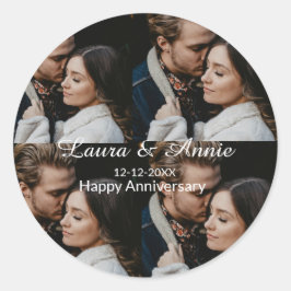 Adesivo Colagem de fotos de aniversário nome data simples 