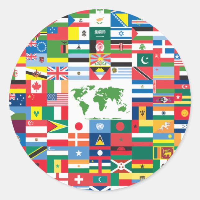 Adesivo Colagem de Sinalizadores de Países de Todo o Mundo (Frente)