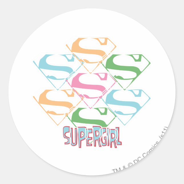 Adesivo Colagem do logotipo Supergirl Pastel (Frente)