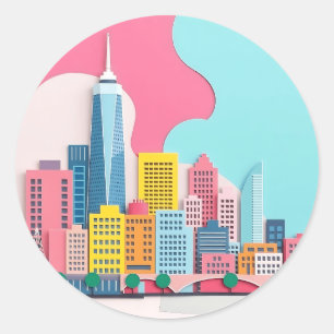 Adesivo Colagem moderna de papel Cityscape