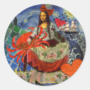 Adesivo Colagem Noite Estrelada da Mona Lisa: Surrealismo