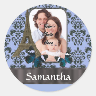 Adesivo Colagem Paris de Damasco Azul