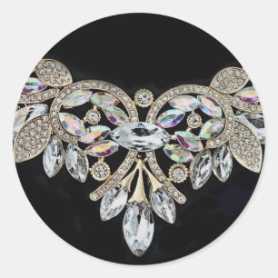 Adesivo Colar de diamante preto prateado