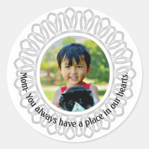 Adesivo Colar Fotografias de Quadro Redondo Branco, Inscri