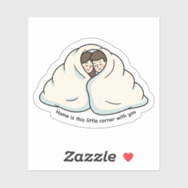 Adesivo Coleção Aconchegante de Casal & Gato Personalizada