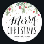 Adesivo Coleção de Berry de feliz<br><div class="desc">Vinheta festiva de Natal.</div>