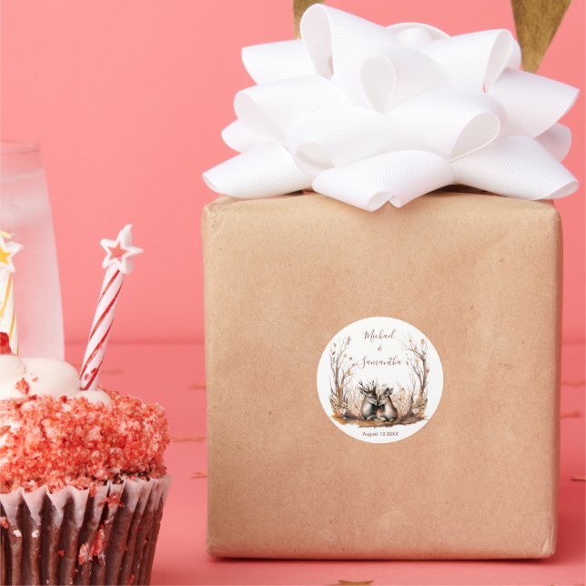 Adesivo Coleção de Casamento de Veado Rústico de Outono (Festa)